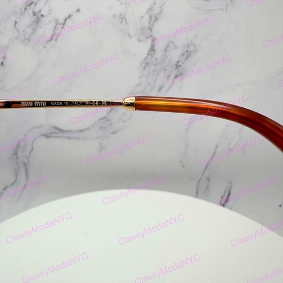 New MIU MIU Sunglasses Gold Oval Skinny Metal Frame Italy 100% Authentic main image 8
